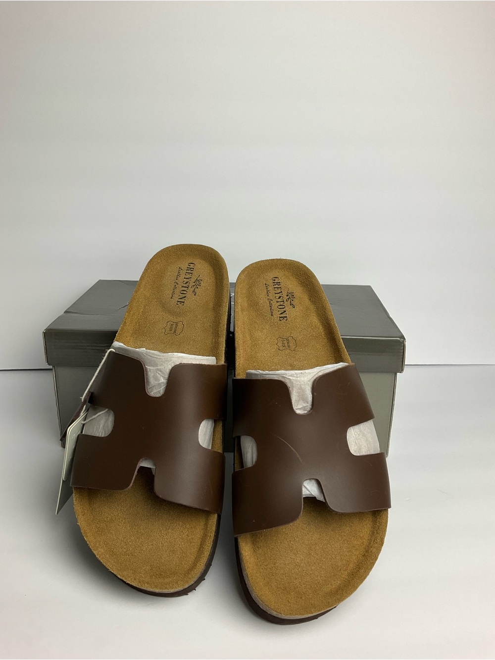 Women’s Greystone Suede Eartha Chocolate Brown Leather Slide Sandals Size 9